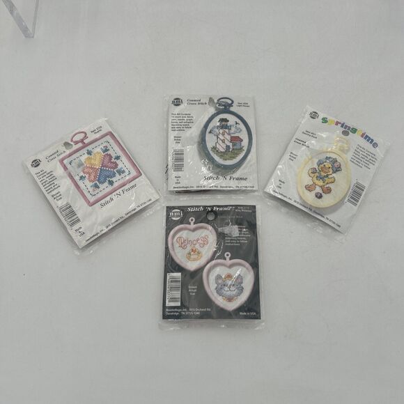 4 Counted Cross Stitch Kit Springtime NMI Kitty, Hearts, Duck & Light House - Picture 2 of 8